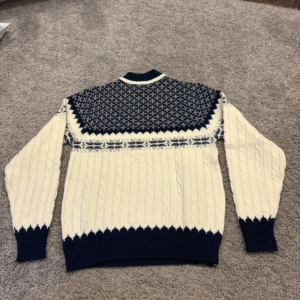 Vintage Jantzen Sweater M Pull Over Cable Knit Chunky Fair Isle Ski Winter Wool